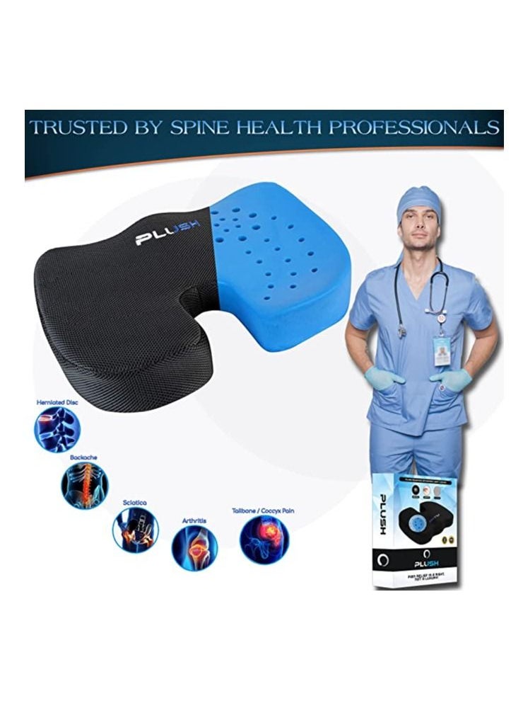 Creative Planet Plush Gel Infused Memory Foam Seat Cushion Cooling Coccyx Pillow for Tailbone Pain