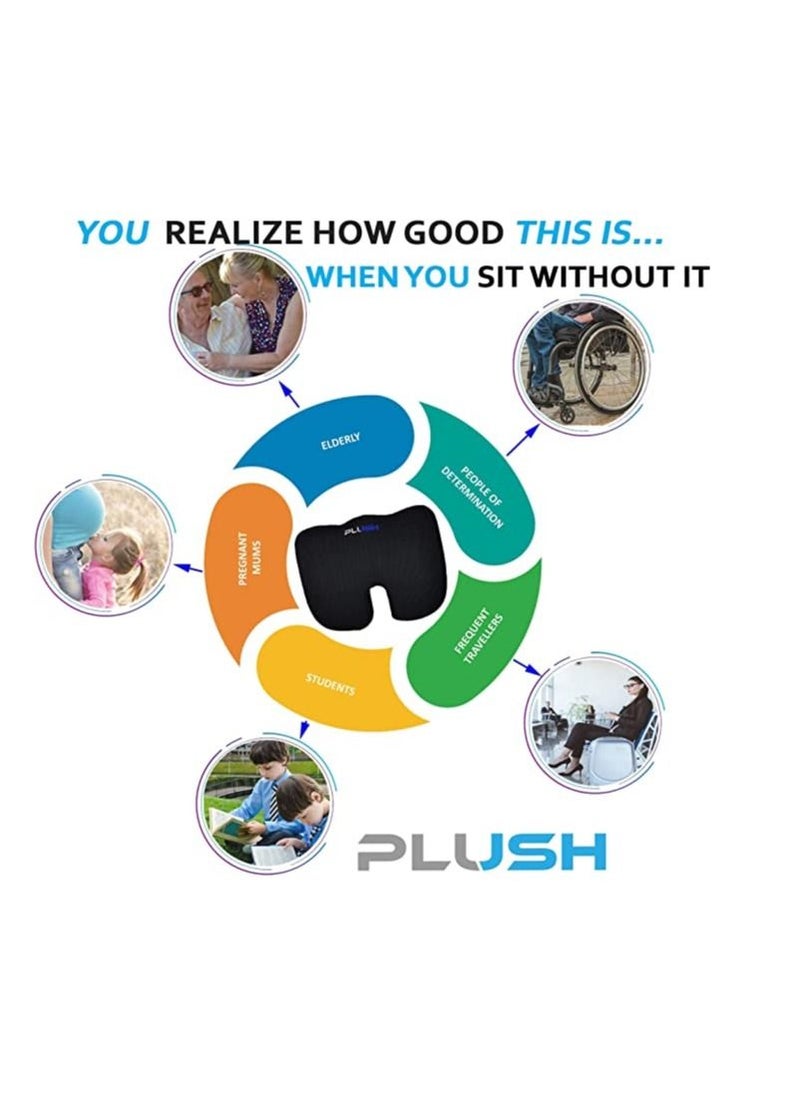 Creative Planet Plush Gel Infused Memory Foam Seat Cushion Cooling Coccyx Pillow for Tailbone Pain