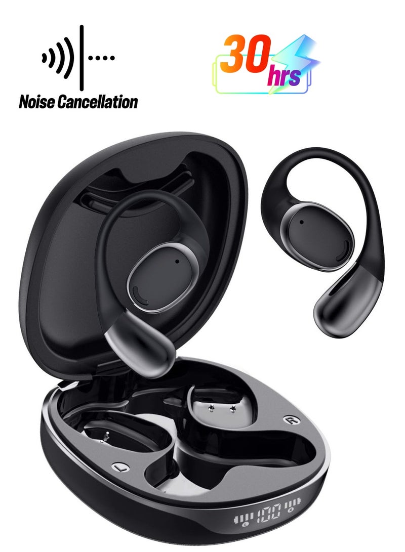 Digipace Open Ear Headphones, Workout Earphones with Ear Hook, Big Driver Enhanced Bass, Clear Calls, 30H Playtime,, Clear Calls, for Workout Sports, Black - Image 1
