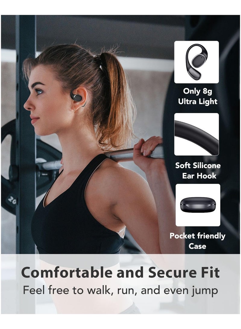 Digipace Open Ear Headphones, Workout Earphones with Ear Hook, Big Driver Enhanced Bass, Clear Calls, 30H Playtime,, Clear Calls, for Workout Sports, Black - Image 3