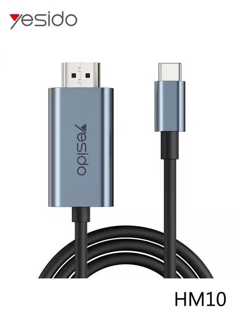 HM10 USB-C to HDMI Adapter Cable 2m – 4K UHD at 60Hz Resolution, Plug & Play, Durable and Flexible Design, Perfect for Laptops, Smartphones, Tablets, TVs, Monitors, and Projectors – Ideal for Home, Office, and Gaming