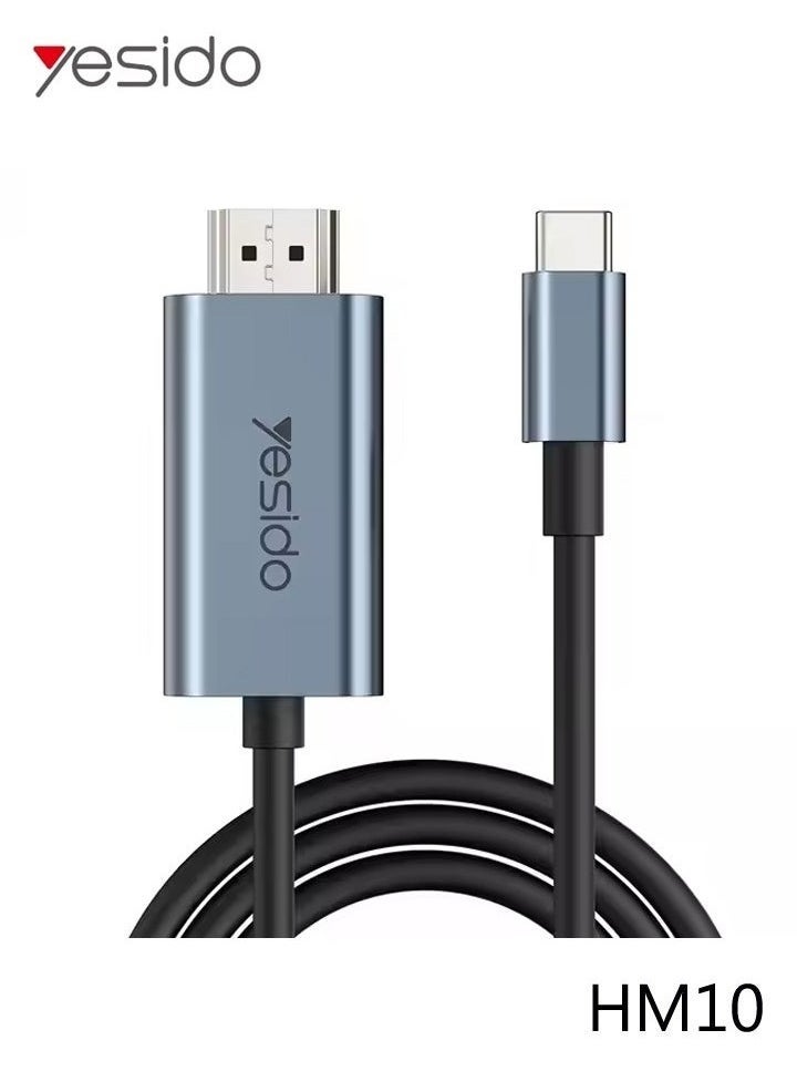Yesido HM10 USB-C to HDMI Adapter Cable 2m – 4K UHD at 60Hz Resolution, Plug & Play, Durable and Flexible Design, Perfect for Laptops, Smartphones, Tablets, TVs, Monitors, and Projectors – Ideal for Home, Office, and Gaming  - Image 1