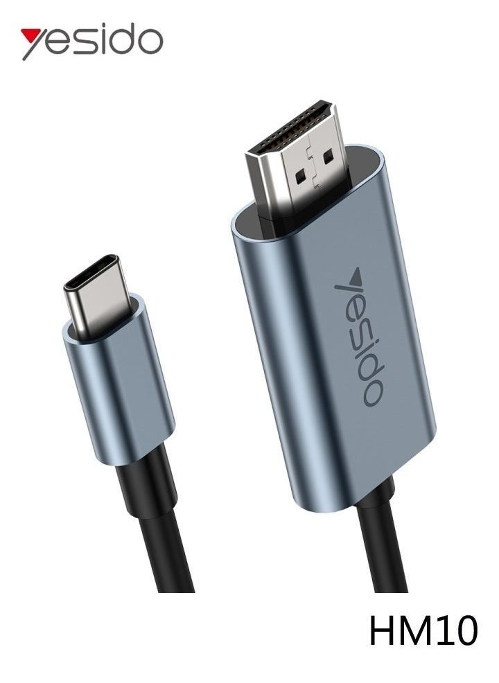 Yesido HM10 USB-C to HDMI Adapter Cable 2m – 4K UHD at 60Hz Resolution, Plug & Play, Durable and Flexible Design, Perfect for Laptops, Smartphones, Tablets, TVs, Monitors, and Projectors – Ideal for Home, Office, and Gaming  - Image 2