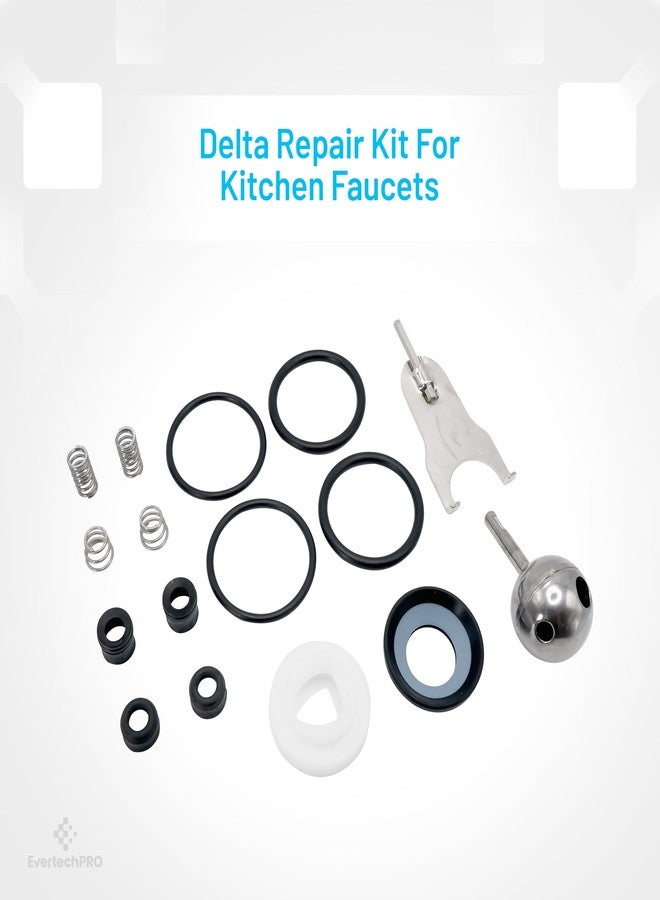 EVERTECHPRO PLBDA01 EvertechPRO fits Delta Faucet Repair Kit Stainless Steel Ball, Tooling Replacement Cam, 4 Pcs O-Rings, Seal Kits, Springs - Compatible with Delta Kitchen Faucet Cartridge - Image 3