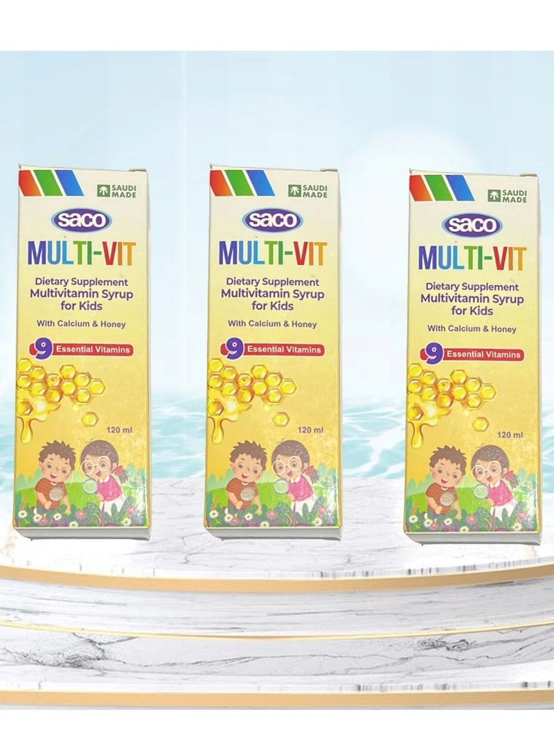 ساكو 3 قطع شراب متعدد الفيتامينات للأطفال مع الكالسيوم والعسل - Image 2