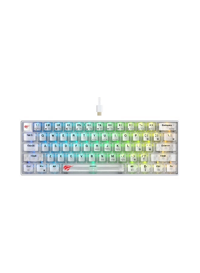 HAVIT HV-KB903L Mechanical Gaming Keyboard – RGB Backlit, Red Switches, White Switches, 61 Keys ( White / Blue / Transparent) - Image 1
