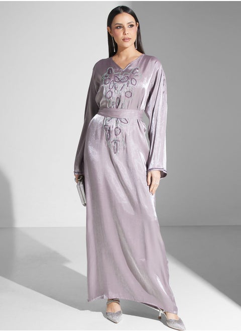 Embellished Belted Jalabiya