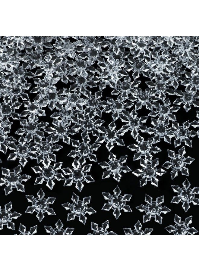 BOARDFEB 240Pcs Winter Acrylic Snowflake Ornaments, 3D Translucent Snowflake Crystals Gems Christmas Xmas Pendant Beads DIY Crafts for Vase Filler Party Wedding Arts Crafts Decoration (Clear) - Image 1