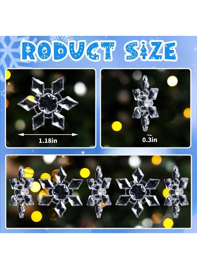 BOARDFEB 240Pcs Winter Acrylic Snowflake Ornaments, 3D Translucent Snowflake Crystals Gems Christmas Xmas Pendant Beads DIY Crafts for Vase Filler Party Wedding Arts Crafts Decoration (Clear) - Image 2