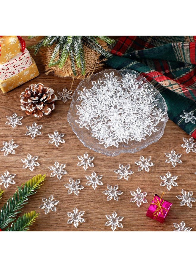 BOARDFEB 240Pcs Winter Acrylic Snowflake Ornaments, 3D Translucent Snowflake Crystals Gems Christmas Xmas Pendant Beads DIY Crafts for Vase Filler Party Wedding Arts Crafts Decoration (Clear) - Image 3