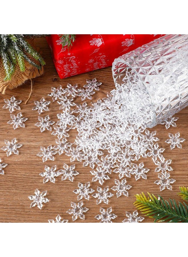 BOARDFEB 240Pcs Winter Acrylic Snowflake Ornaments, 3D Translucent Snowflake Crystals Gems Christmas Xmas Pendant Beads DIY Crafts for Vase Filler Party Wedding Arts Crafts Decoration (Clear) - Image 4