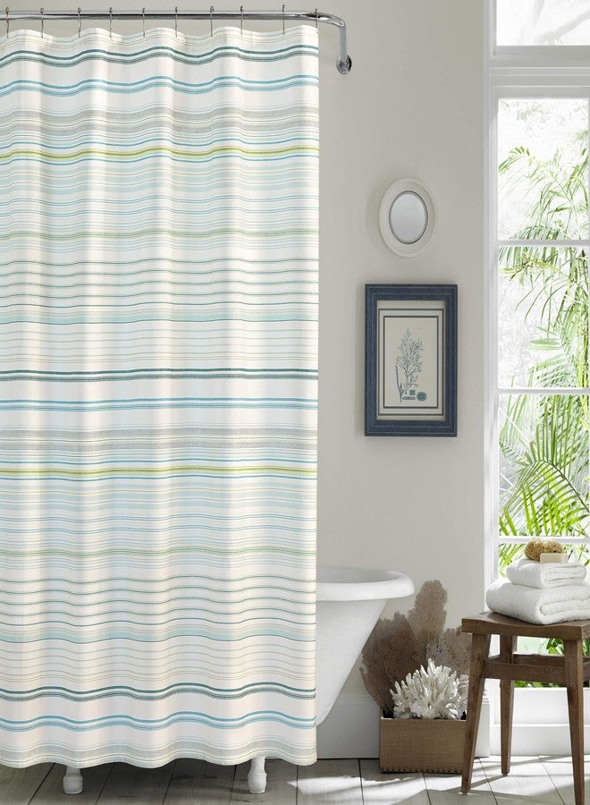 Tommy Bahama - Fabric Shower Curtain, Stylish Striped Bathroom Decor, Hook Holes Top (Hula Beach Blue, 72" x 72") - Image 1