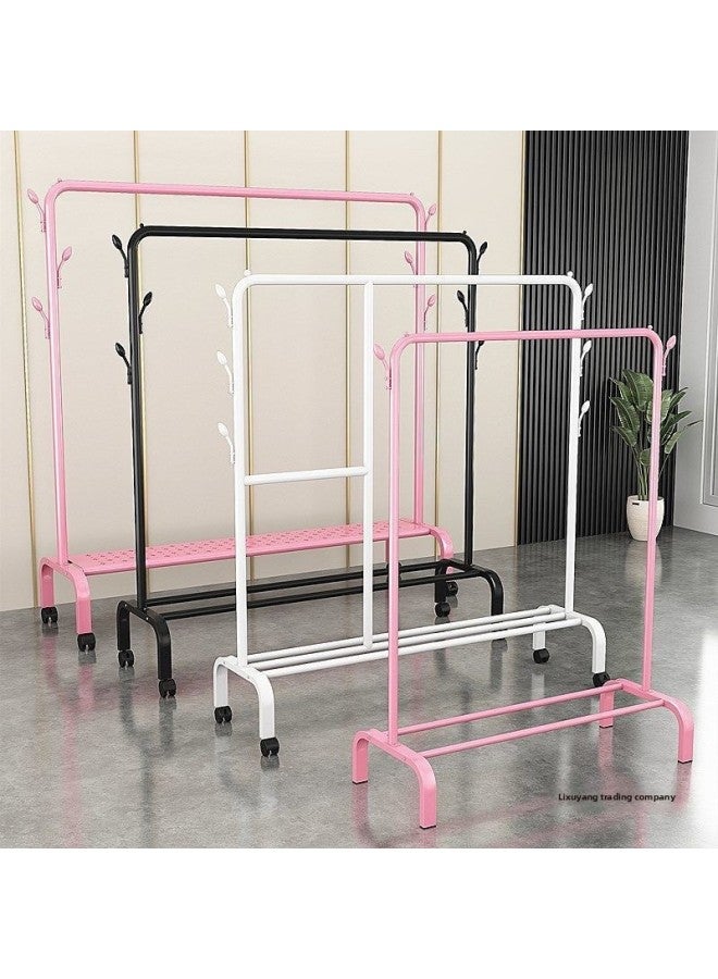 Bold Hanger Floor Drying Rack Household Indoor Folding Vertical Clothes Shelf Simple Wardrobe Storage-Color:Black  Double Rod 1.5m Arch + Coat Hook  - Image 4