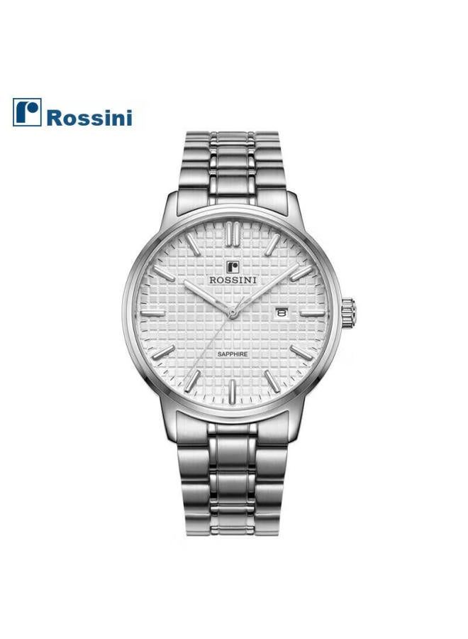 Rossini Men's Quartz Watch, White Dial, Steel Strap, Birthday Gift For Boyfriend, Chinese Watch Classic, Luminous Date Display, 50097 - Image 4