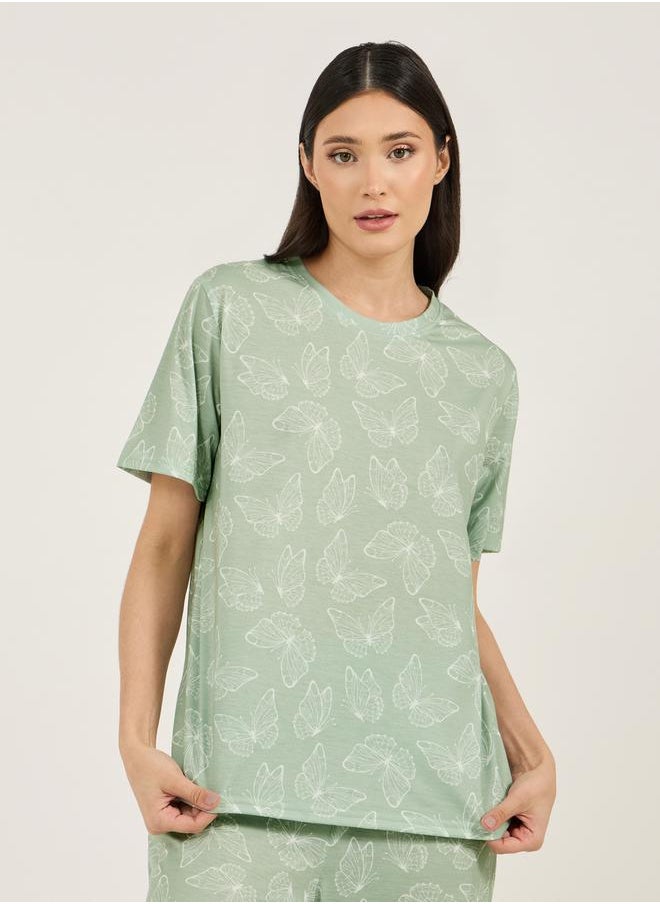 Styli All Over Butterfly T-Shirt & Capri Set  - Image 2