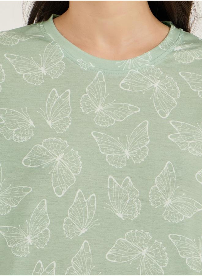Styli All Over Butterfly T-Shirt & Capri Set  - Image 4