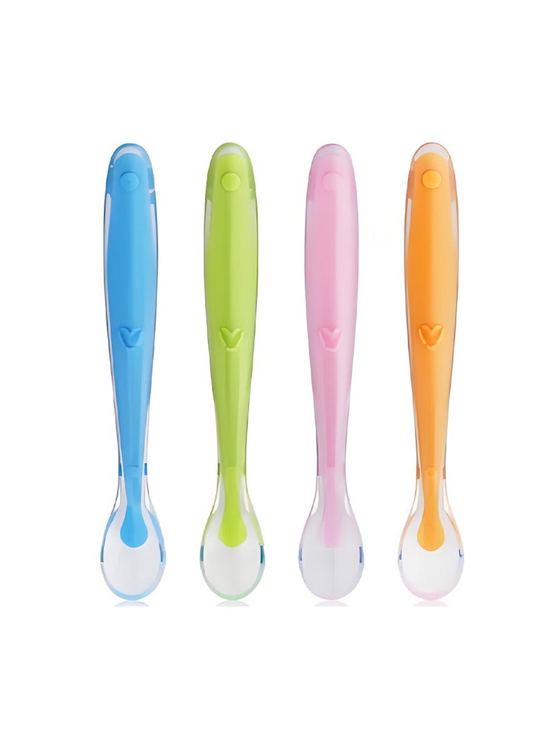 ihomeshop 4-Piece Baby Silicone Spoon Set Toddler and Infant Training Utensils Soft Silicone Spoons - Image 1