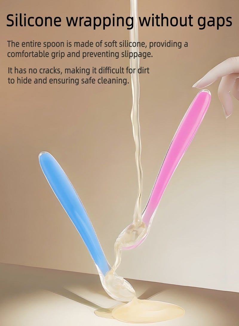 ihomeshop 4-Piece Baby Silicone Spoon Set Toddler and Infant Training Utensils Soft Silicone Spoons - Image 4