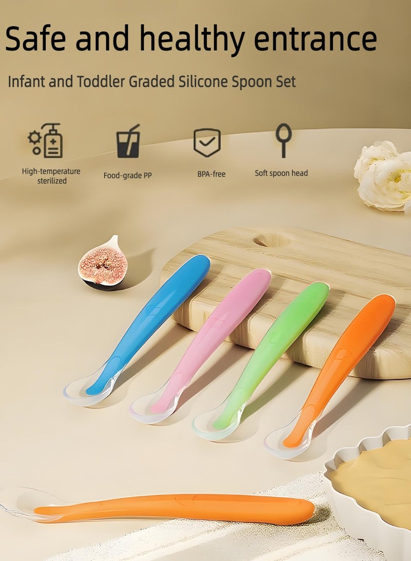 ihomeshop 4-Piece Baby Silicone Spoon Set Toddler and Infant Training Utensils Soft Silicone Spoons - Image 5