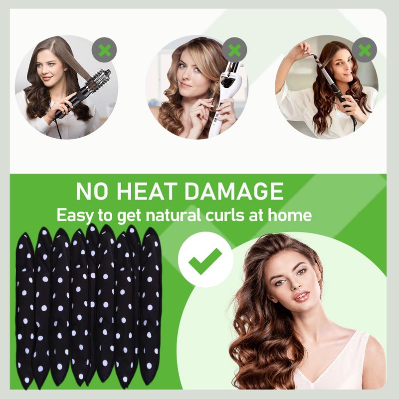 AHSNYLC Black Satin Sponge-Rollers for Hair - AHSNYLC 9PCS Sponge Curlers,Soft Curlers to Sleep in,Sponge Hair Rollers,Hair Curlers No Heat,Soft Sleep Hair Rollers,Hair Rollers Stain Heatless Sleep - Image 3