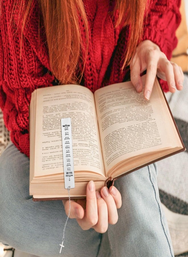com.loghohu فاصل كتاب مقدس، فواصل كتب مسيحية، هدايا مسيحية للنساء، فاصل كتاب معدني، فواصل كتب دينية تحمل آيات من الكتاب المقدس للنساء، هدايا المناولة الأولى للمراهقين مع سلسلة صليب الكنيسة وآيات من الكتاب المقدس - Image 5