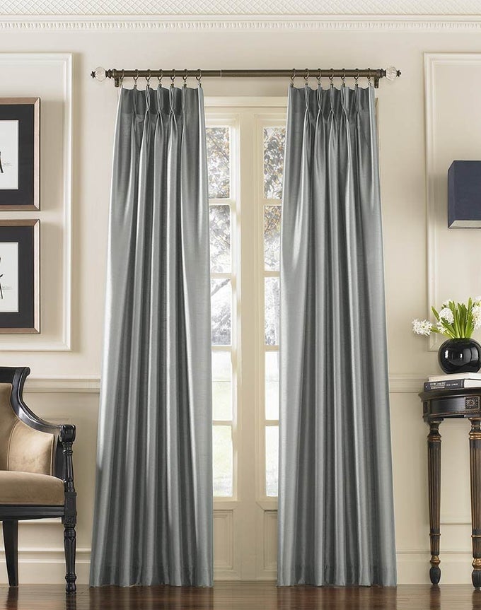 MARQUEE FAUX SILK PINCH PLEAT CURTAIN PANEL 30 BY 144 PEWTER1Q800004PT
