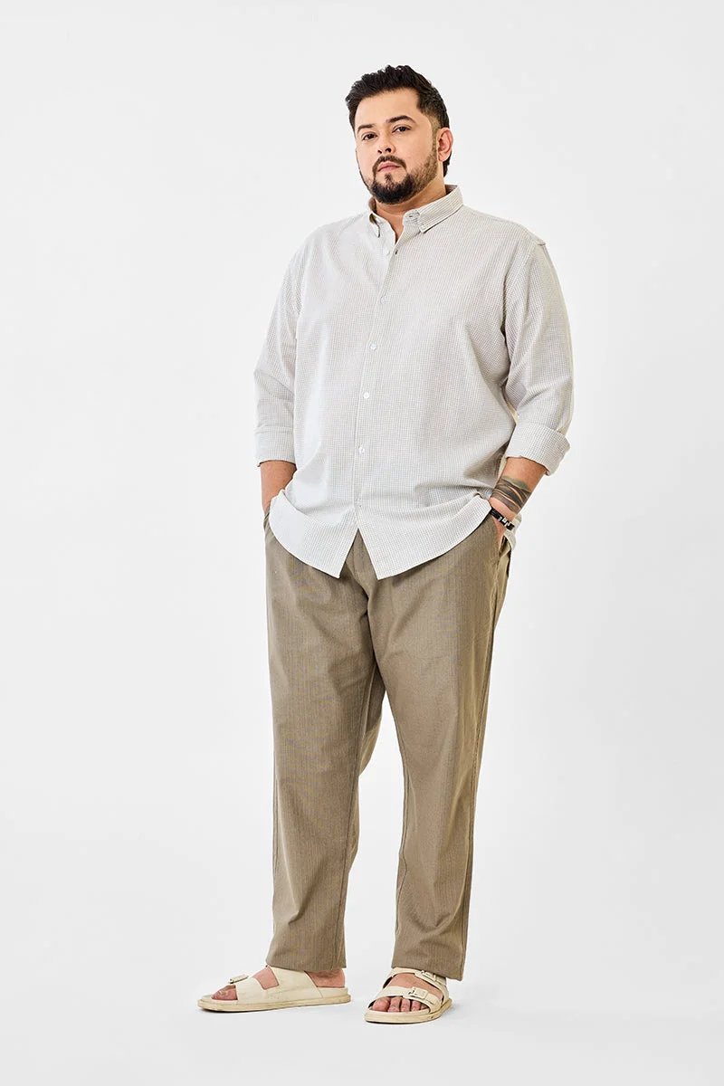 SNITCH Linen Blend Mirco Checks Plus Size Shirt