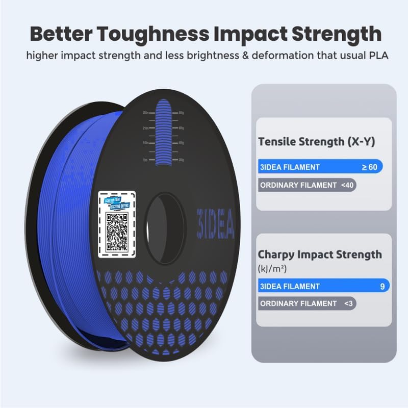 3Idea Premium PLA+ Blue 3D Printer Filament 1.75mm Dimensional Accuracy +/- 0.03mm Net Weight -750 Grams - Image 5