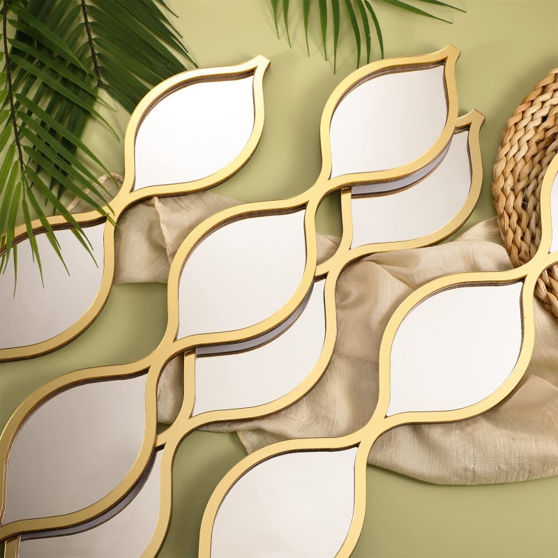Qunclay Teardrop Mirror Wall Art Decorative Mirror Wall Decor Long Narrow Hanging Art for Apartment Living Room Bathroom Bedroom Entryway(Gold,4 Pcs) - Image 3