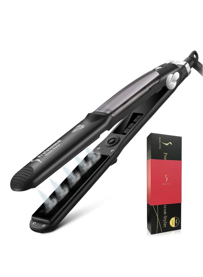 PROFESSIONAL Professional Dual Use Ceramic Vapor Steam Hair Straightener Salon Personal Use Hair Styling Tool Straightener - Image 3