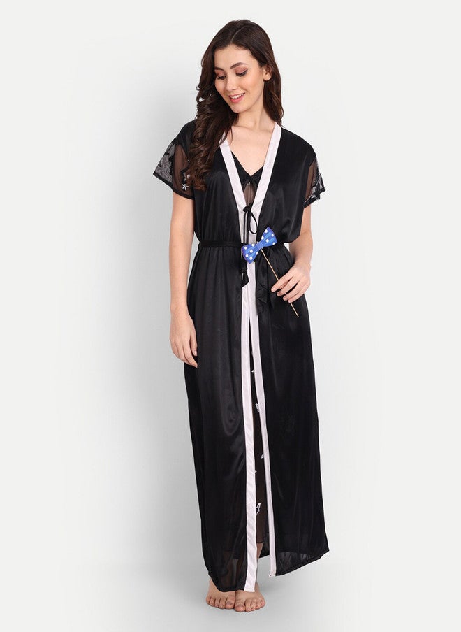 FIMS Embroidered Satin Maxi Nightdress With Robe & Thong Panty - Image 5