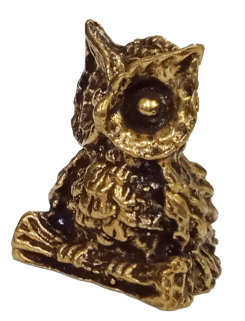 Purpledip Rare Miniature Brass Figurine Owl: Collectible Showpiece Statue with Fine Workmanship (12699D) - Image 3