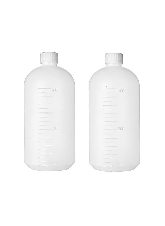 Natuworld 2PCS 1000ml/34oz Plastic Small Mouth Graduated Lab Chemical Reagent Bottle Sample Sealing Bottle with Inner Plug Leak-proof Laboratory Reagent Bottle Boston Rounds Liquid Storage Containers Jar Pot - Image 1