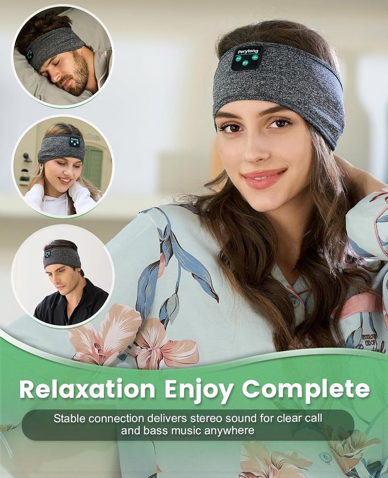 Perytong عصابة رأس نوم - سماعات نوم بلوتوث لمن ينامون على الجانب - سماعات نوم مريحة مع ميكروفون مكبر صوت رقيق، هدايا للنساء و��لرجال - Image 5