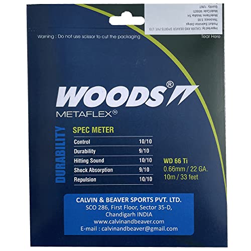 WOODS METAFLEX PRO Badminton Strings, 0.66mm / 22 GA (WD 66 Ti, 10m / 33 Feet) (Black) - Image 2