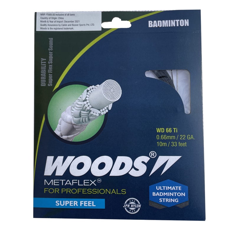 WOODS METAFLEX PRO Badminton Strings, 0.66mm / 22 GA (WD 66 Ti, 10m / 33 Feet) (Black) - Image 4