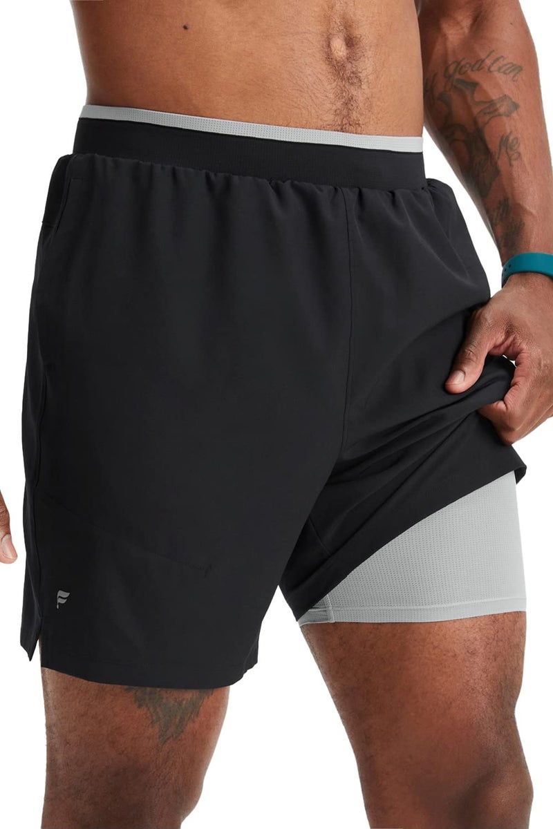 Fabletics Men's The Fundamental Short II (Lined), Workout, Running, Training, Gym, Yoga, Ultra Lightweight,7" Inseam, S, Black - Image 1
