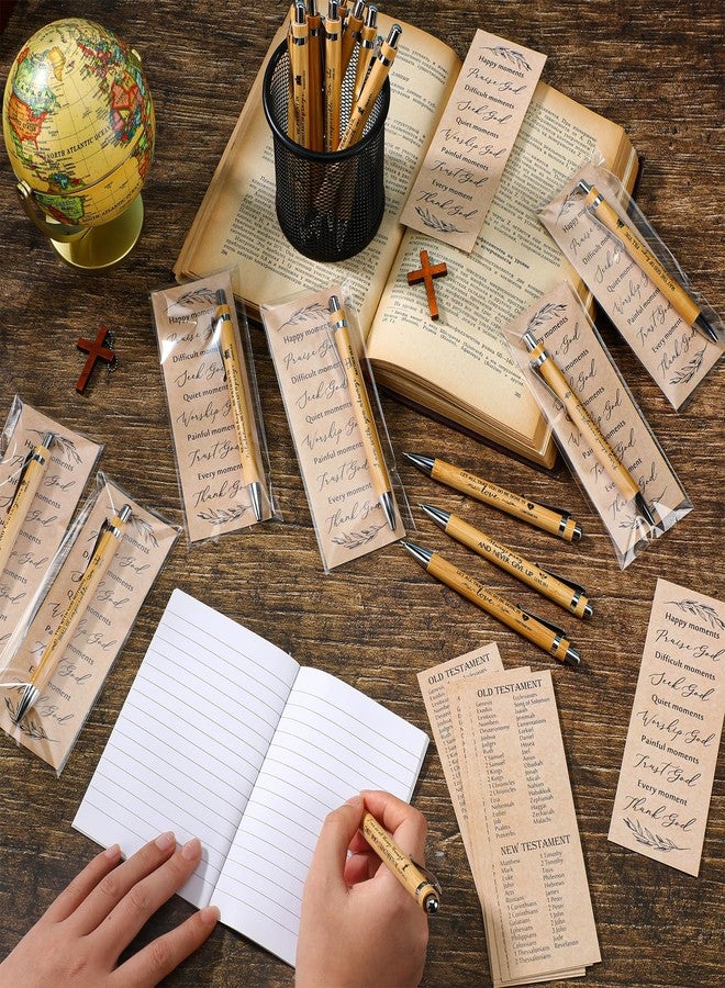 Spakon 100 Sets Christian Gifts Bulk Bible Verse Pen Religious Double Sided Emergency Numbers Bookmark for Men Women Church Members Sunday School - Image 4