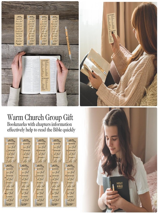 Spakon 100 Sets Christian Gifts Bulk Bible Verse Pen Religious Double Sided Emergency Numbers Bookmark for Men Women Church Members Sunday School - Image 5