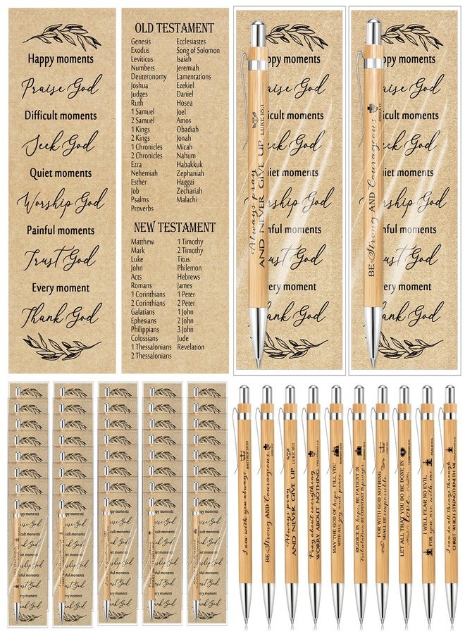 Spakon 100 Sets Christian Gifts Bulk Bible Verse Pen Religious Double Sided Emergency Numbers Bookmark for Men Women Church Members Sunday School - Image 1