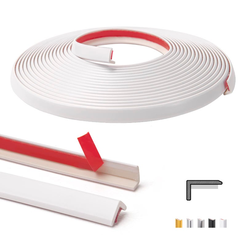 Art3d 20ft Outside Vinyl Corner Trim Peel and Stick for Tile and Wall Edges Furniture Decoration White