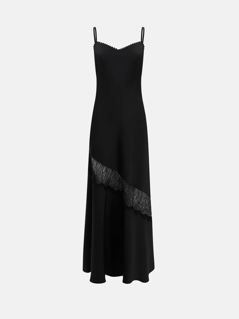 Lichi Maxi slip dress with lace insert on the skirt