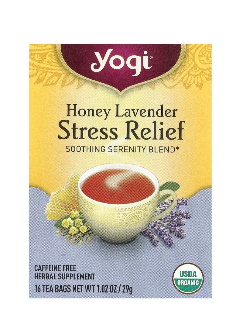 شاي يوغي تخفيف التوتر بالعسل واللافندر والخالي من الكافيين، 16 كيس شاي 1.02 أونصة (29 جم) - Image 1