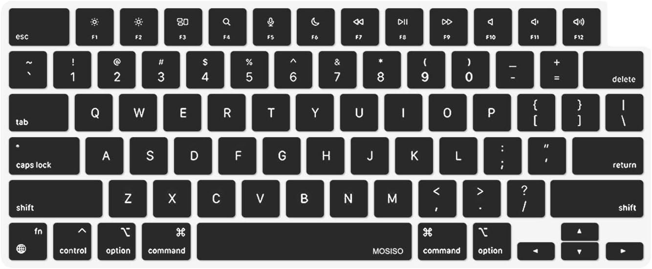 SJet Premium Keyboard Cover Ultra Thin Protector Skin for 2021-2025 MacBook Pro 14 16 inch M5 M4 M3 M2 M1 Pro/Max, MacBook Air 15" 13.6" M4 M3 M2 Chip A3434 A3241 A3114 A2941 A3240 A3113 A2681, Black 