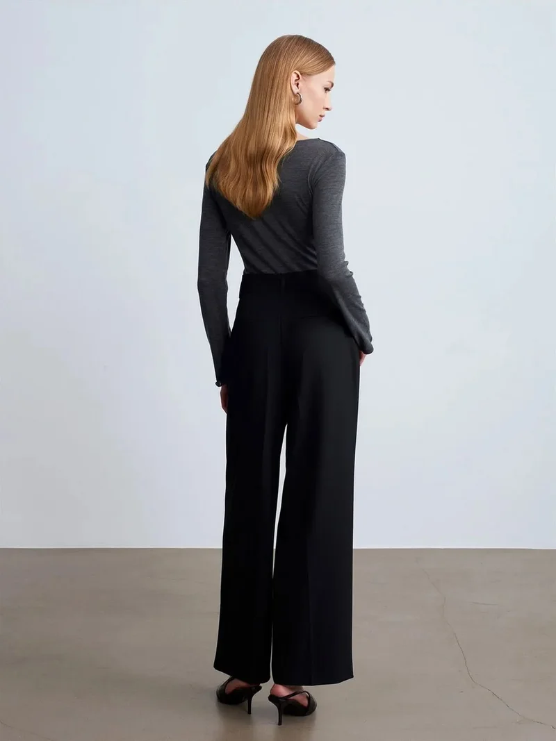 ديلفين DILVIN Women's Wide-Leg Crepe Trousers