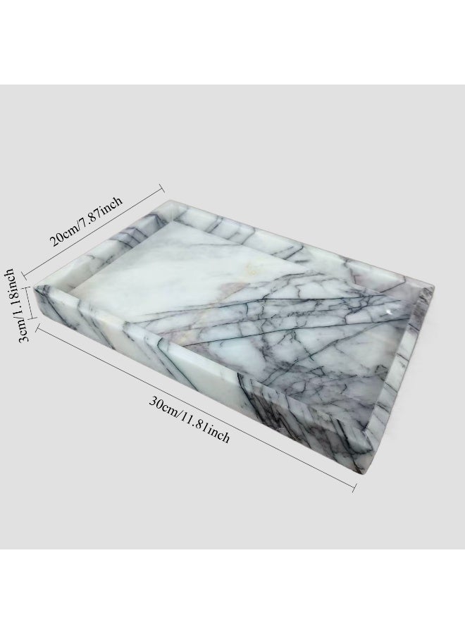 1pc Natural Marble Vanity Tray Set, Luxury Stone Organizer Tray in 3 Colors (Pink Purple/White Grey/Green), For Jewelry, Cosmetics & Perfume, Bathroom & Home Decor - Image 5