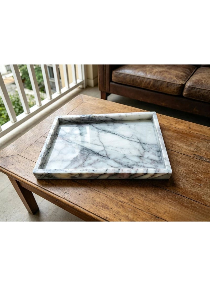 1pc Natural Marble Vanity Tray Set, Luxury Stone Organizer Tray in 3 Colors (Pink Purple/White Grey/Green), For Jewelry, Cosmetics & Perfume, Bathroom & Home Decor - Image 2