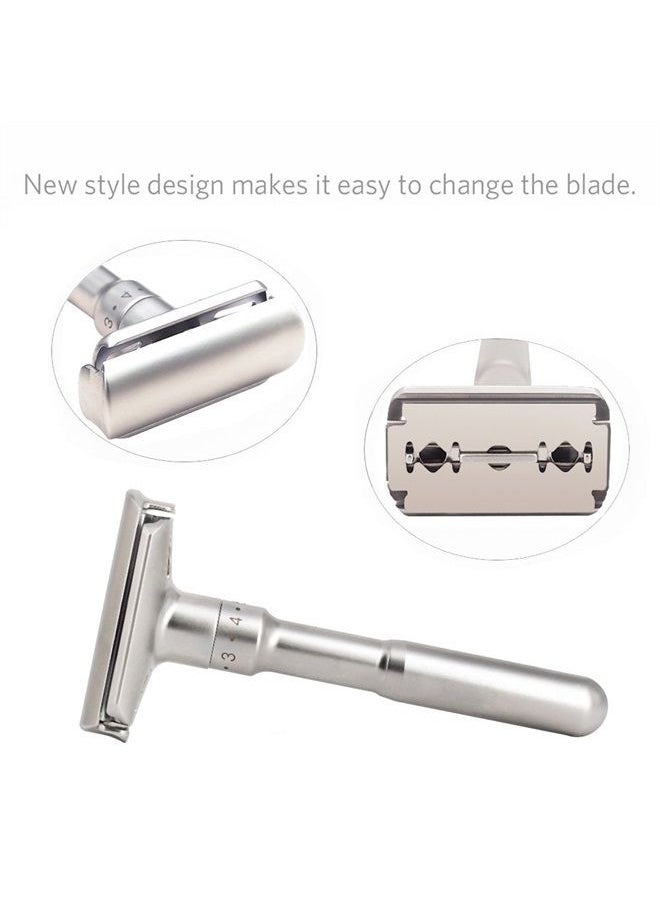 River Lake Travel Double Edge Safety Razor, River Lake RZ700 Long Handle Adjustable Classic Safety Shaver Razor (Razor with Protective Case,Brown)  - Image 3