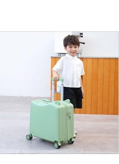 Golden 20" Ride-On Kids Suitcase with Double Spinner Wheels Cute Lightweight Tow-Along Luggage Carry on Hardside Trolly Case with Password Lock for Travel  - Image 1