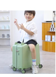 Golden 20" Ride-On Kids Suitcase with Double Spinner Wheels Cute Lightweight Tow-Along Luggage Carry on Hardside Trolly Case with Password Lock for Travel  - Image 2
